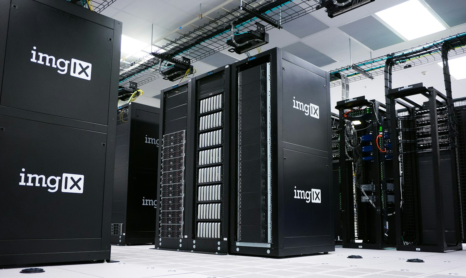 Clean, modern server racks in a data center